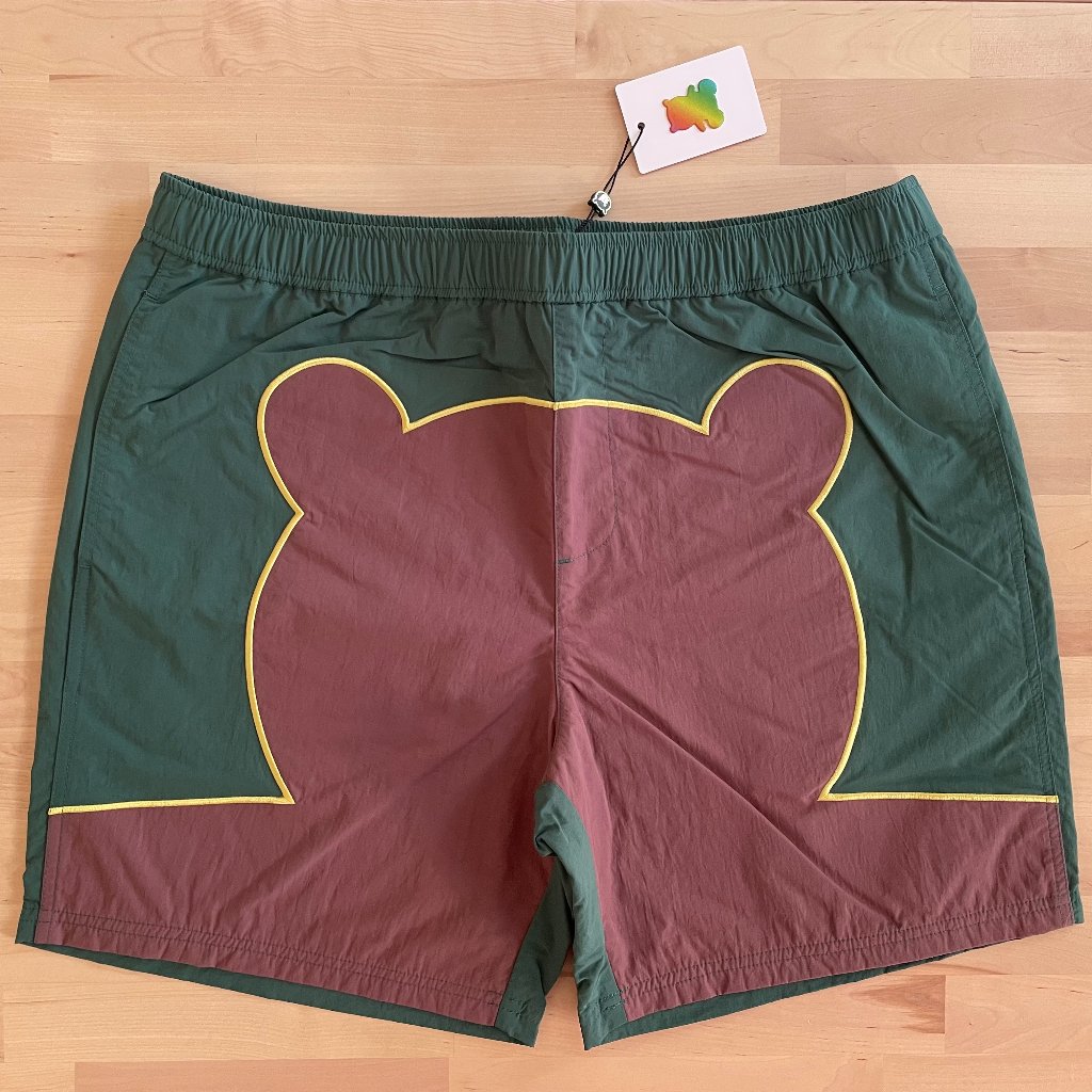 Teddy Fresh Brick Red Bear Silhouette Swim Shorts Trunks Size Medium Nwt New